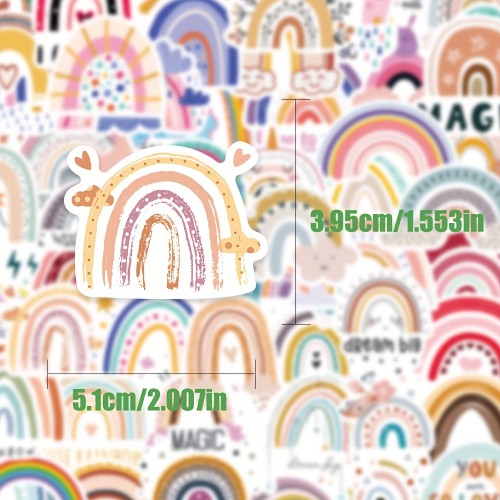 Naklejki winylowe Wlepy Kolorowe tęcze Boho BuJo 50 sztuk STICKERBOMB