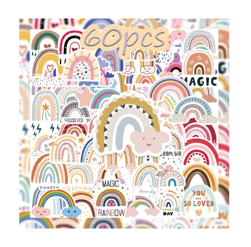 Naklejki winylowe Wlepy Kolorowe tęcze Boho BuJo 50 sztuk STICKERBOMB