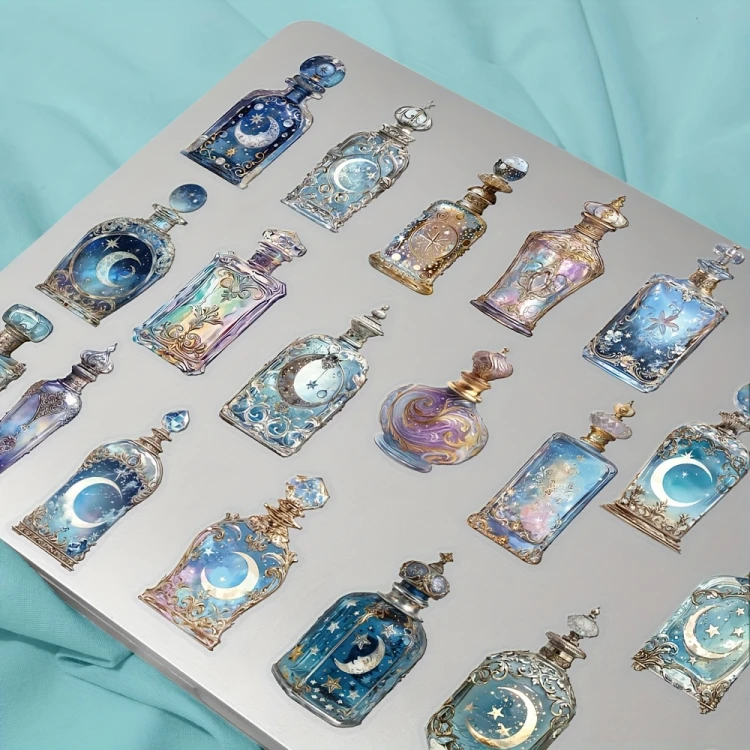 Naklejki winylowe Wlepy Magiczne butelki Fazy Księżyca 50 sztuk STICKERBOMB