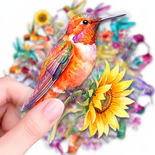 Naklejki winylowe Ptaki Kolibry w kwiatach 50 sztuk STICKERBOMB
