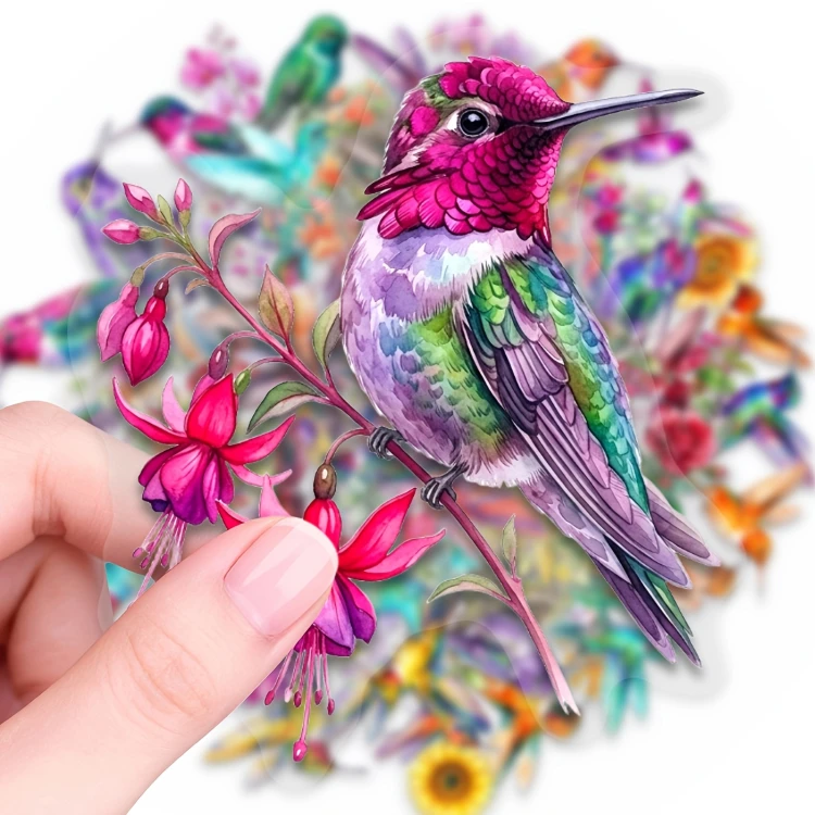 Naklejki winylowe Ptaki Kolibry w kwiatach 50 sztuk STICKERBOMB
