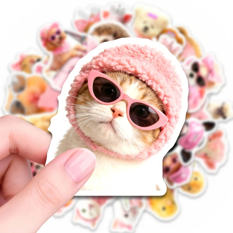 Naklejki winylowe Wlepy Modne Różowe Zwierzęta 50 sztuk STICKERBOMB
