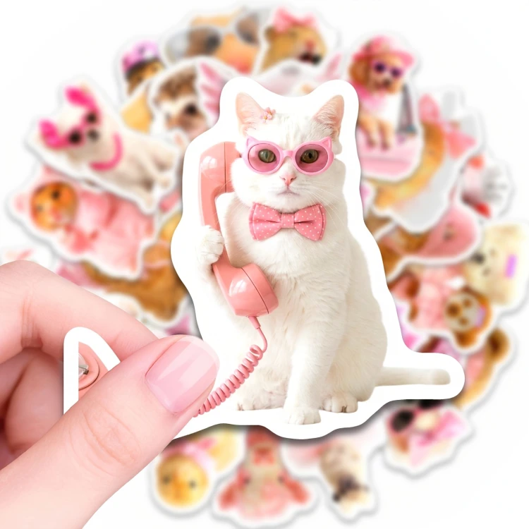 Naklejki winylowe Wlepy Modne Różowe Zwierzęta 50 sztuk STICKERBOMB