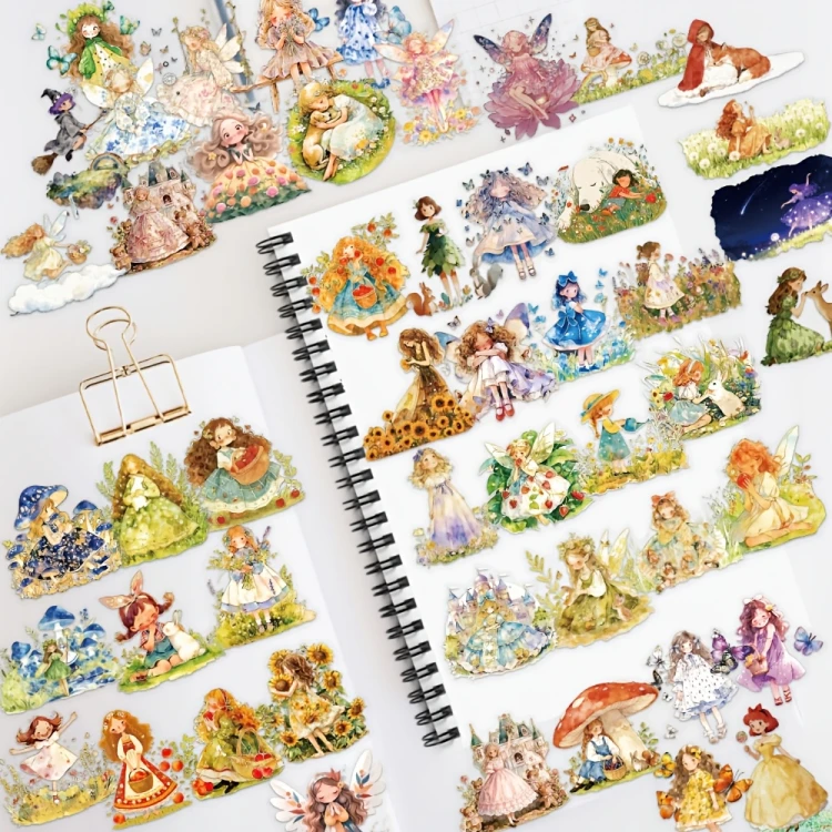 Naklejki winylowe Wlepy Bajkowe księżniczki Retro BuJo 50 sztuk STICKERBOMB