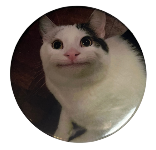 Przypinka button badzik badge Meme Cat Memowy kot Memy Śmieszne obrazki 58mm