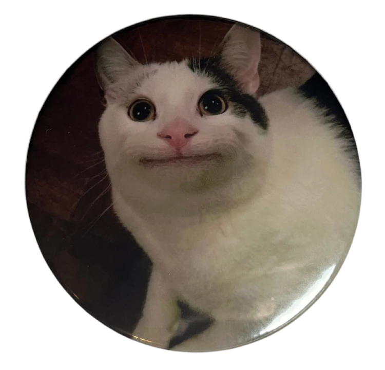 Przypinka button badzik badge Meme Cat Memowy kot Memy Śmieszne obrazki 58mm