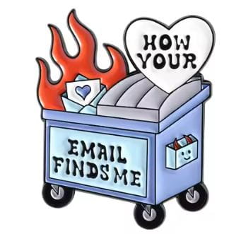 Przypinka emaliowana metalowa PIN e-maile Dumpster Fire
