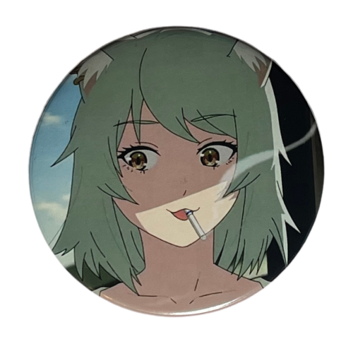 Przypinka button badzik badge Yani Neko ver. 2 Chainsmoker Cat 58mm