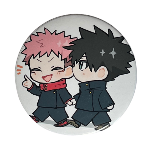Przypinka button badzik badge Itadori i Fushiguro Chibi Jujutsu Kaisen 58mm