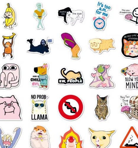 Naklejki winylowe Wlepy Memowe Zwierzęta 50 sztuk STICKERBOMB
