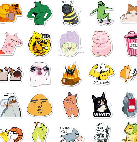Naklejki winylowe Wlepy Memowe Zwierzęta 50 sztuk STICKERBOMB
