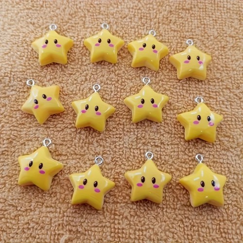 Zawieszka żywiczna Charms Urocze gwiazdki Kawaii 4 sztuki