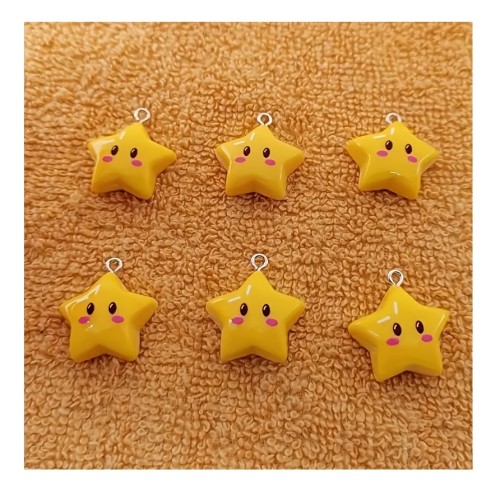 Zawieszka żywiczna Charms Urocze gwiazdki Kawaii 4 sztuki