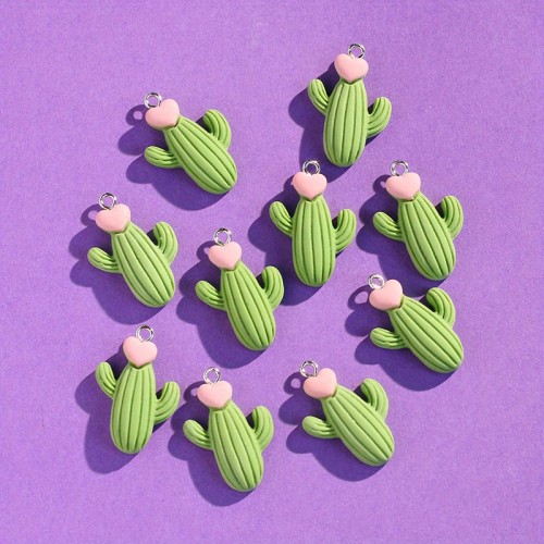 Zawieszka żywiczna Charms Zakochane kaktusy Kawaii 4 sztuki