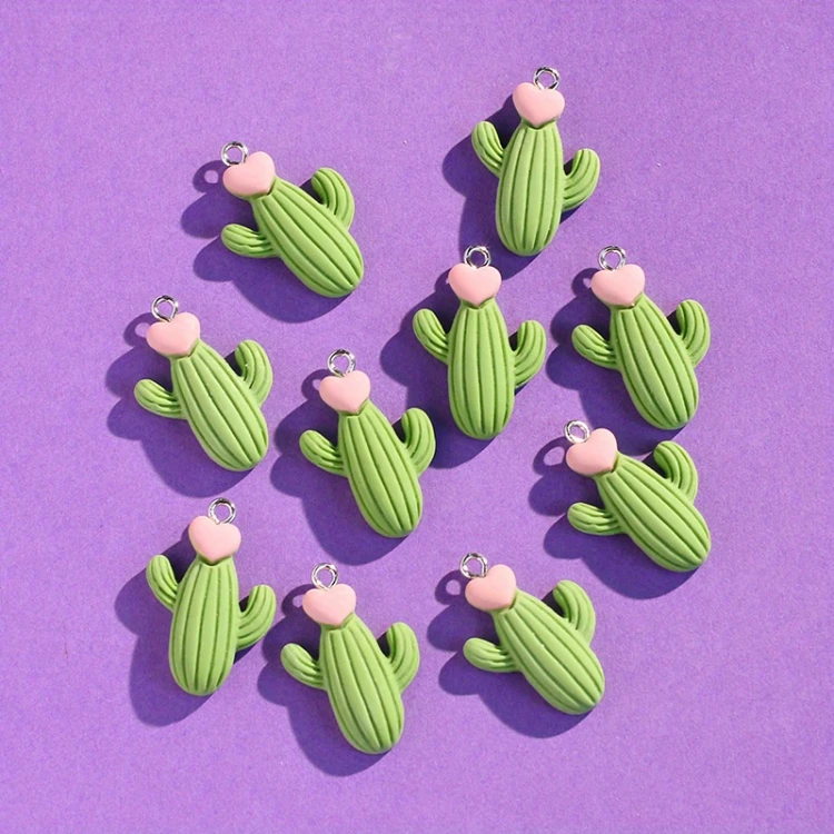 Zawieszka żywiczna Charms Zakochane kaktusy Kawaii 4 sztuki