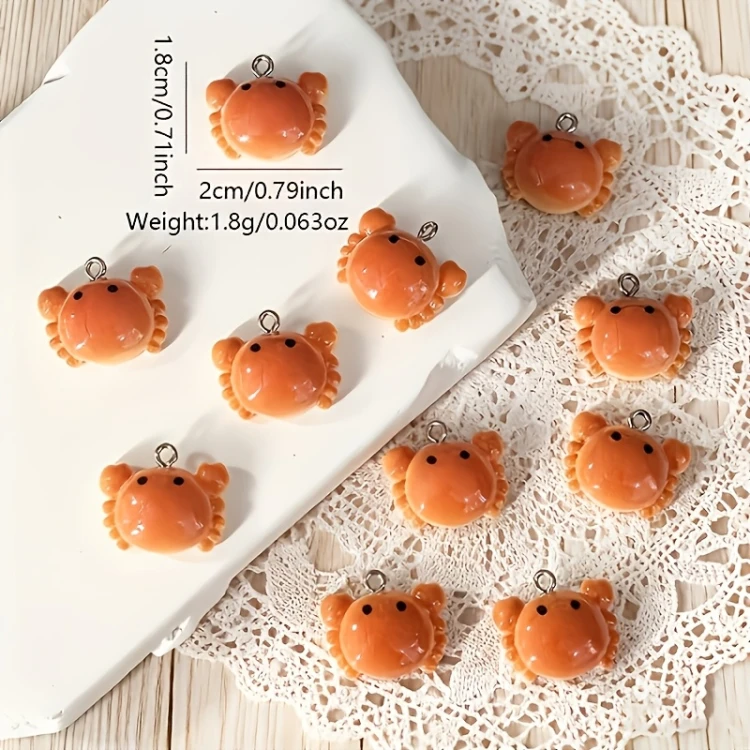 Zawieszka żywiczna Charms Urocze krabiki kraby Kawaii 2 sztuki