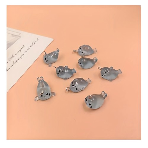 Zawieszka żywiczna Charms Foki świecące w ciemności Kawaii 4 sztuki