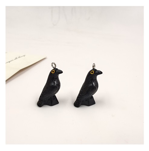 Zawieszka żywiczna Charms Czarne kruki Halloween Kawaii 2 sztuki
