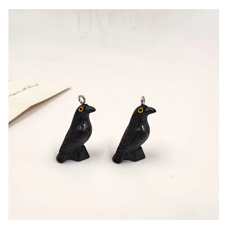 Zawieszka żywiczna Charms Czarne kruki Halloween Kawaii 2 sztuki