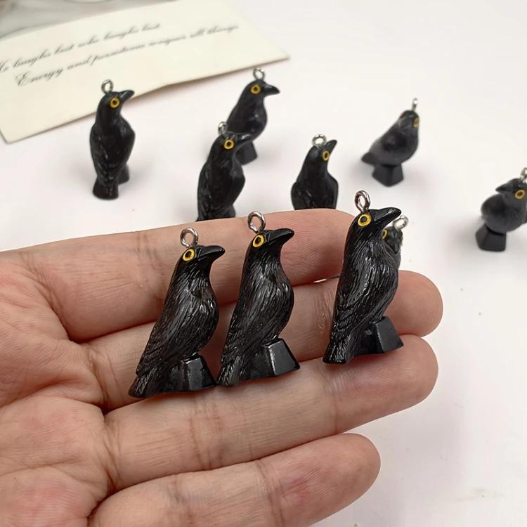 Zawieszka żywiczna Charms Czarne kruki Halloween Kawaii 2 sztuki
