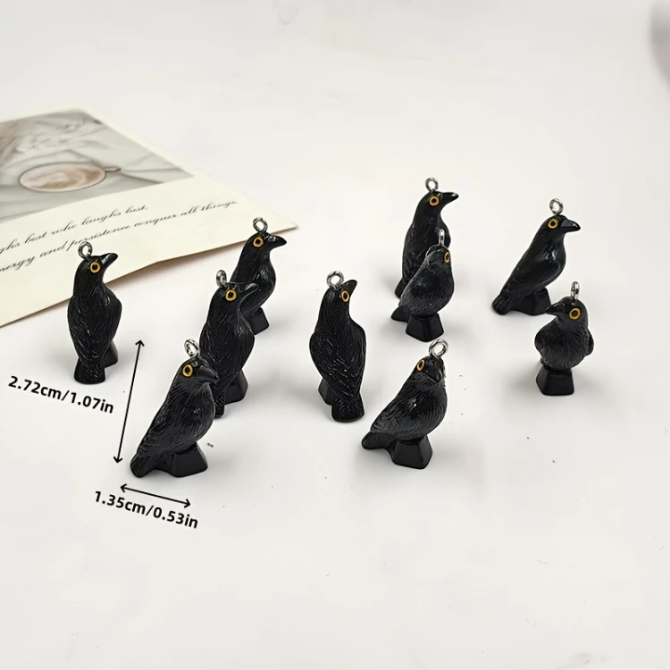 Zawieszka żywiczna Charms Czarne kruki Halloween Kawaii 2 sztuki