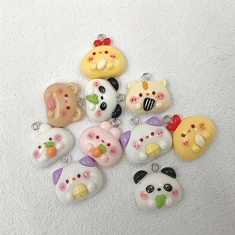 Zawieszka żywiczna Charms Kreskówkowe zwierzęta Kawaii MIX wzorów 5 sztuk