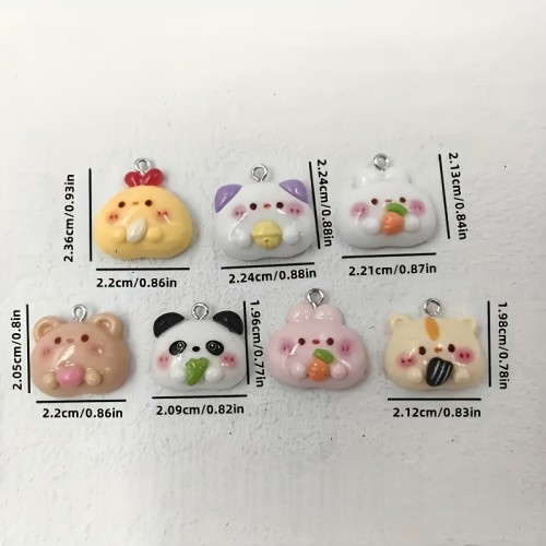 Zawieszka żywiczna Charms Kreskówkowe zwierzęta Kawaii MIX wzorów 5 sztuk