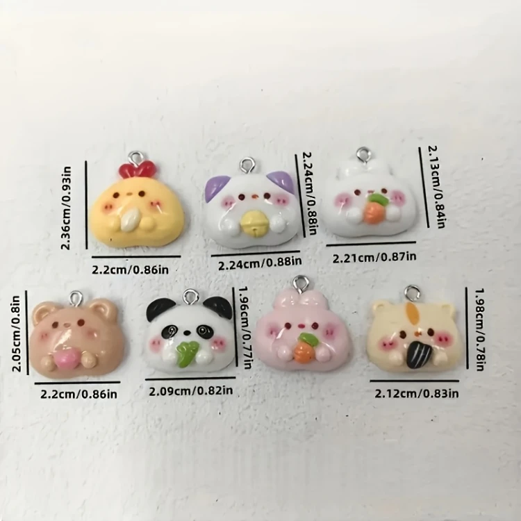 Zawieszka żywiczna Charms Kreskówkowe zwierzęta Kawaii MIX wzorów 5 sztuk