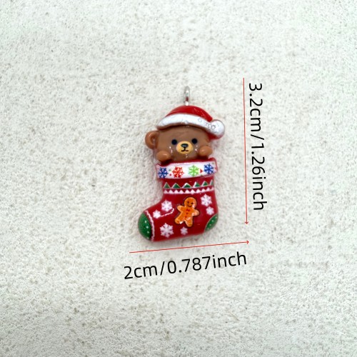 Zawieszka żywiczna Charms Świąteczna skarpeta Boże Narodzenie 2 sztuki