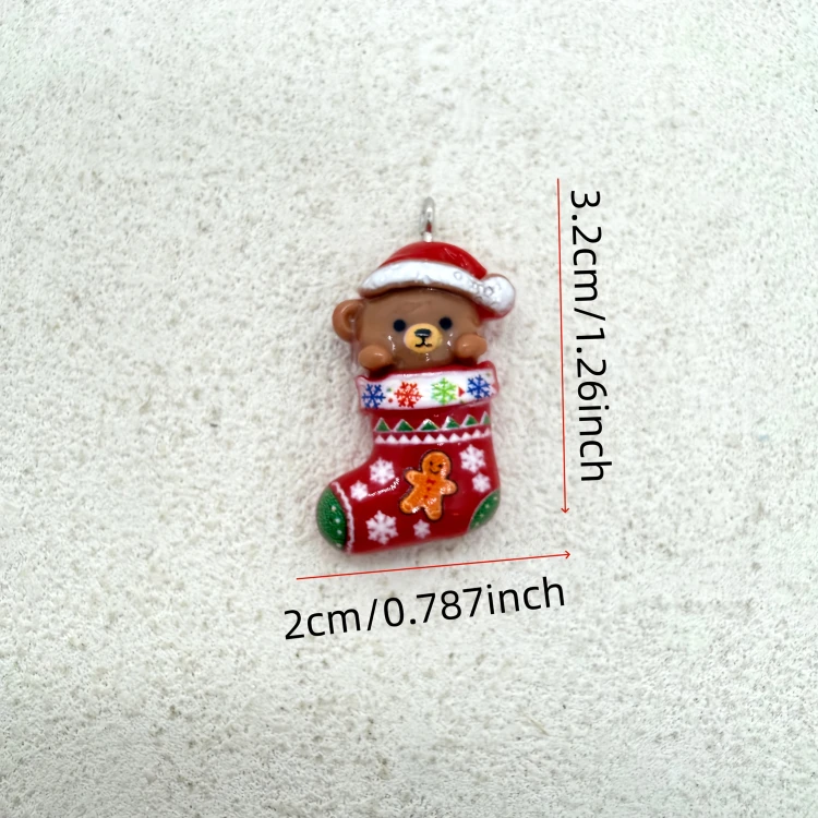 Zawieszka żywiczna Charms Świąteczna skarpeta Boże Narodzenie 2 sztuki
