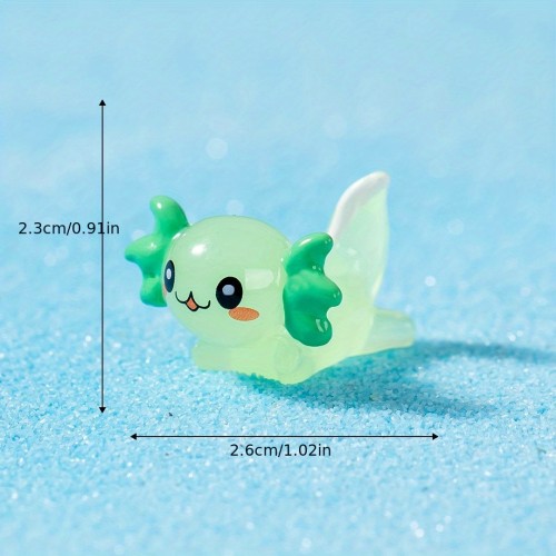 Zawieszka żywiczna Charms Aksolotle Kawaii świecące MIX kolorów 4 sztuki