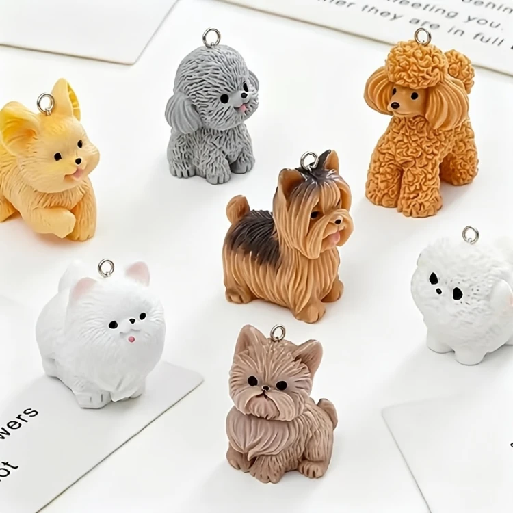 Zawieszka żywiczna Charms Psy Pieski Szczeniaczki Kawaii MIX wzorów 4 sztuki