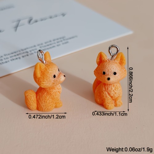 Zawieszka żywiczna Charms Rude Liski chytruski Kawaii 2 sztuki