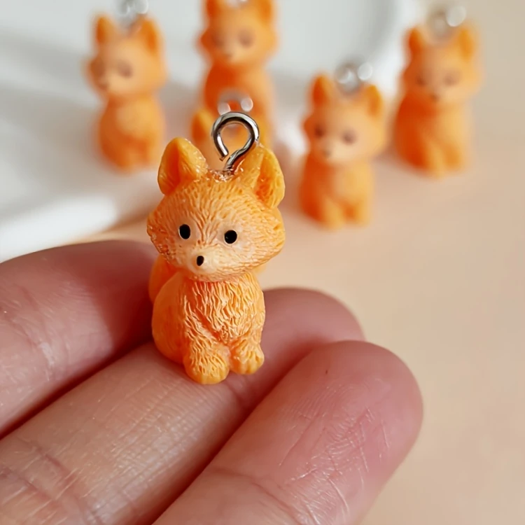Zawieszka żywiczna Charms Rude Liski chytruski Kawaii 2 sztuki
