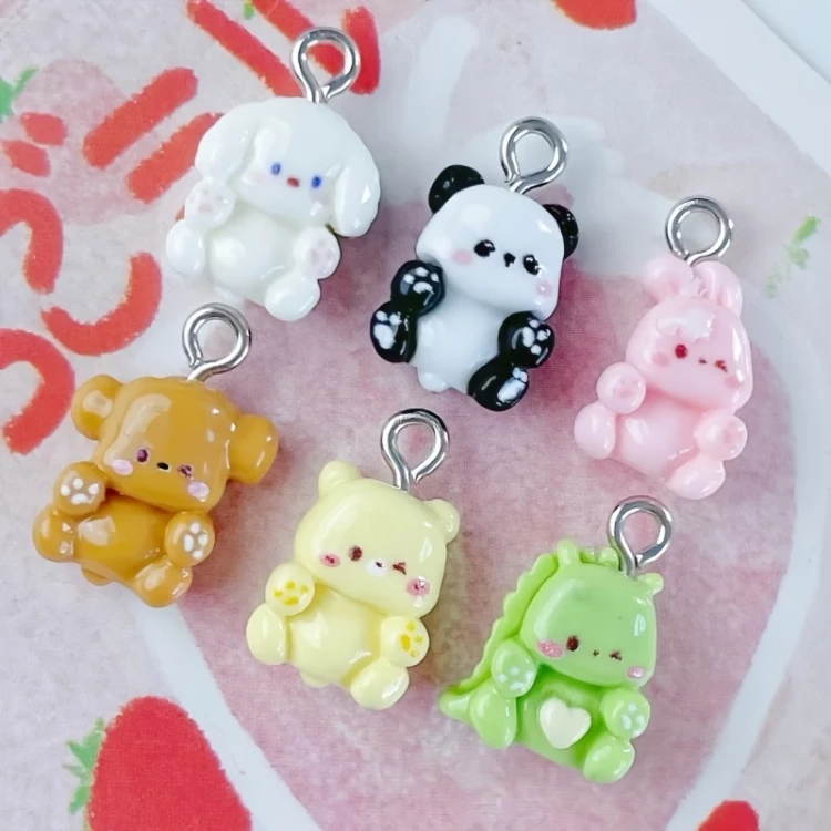 Zawieszka żywiczna Charms Urocze zwierzątka Kawaii MIX wzorów 5 sztuk