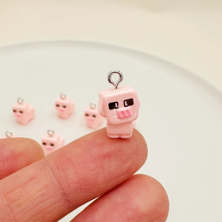 Zawieszka żywiczna Charms Pikselowe świnki Minecraft Kawaii2 sztuki