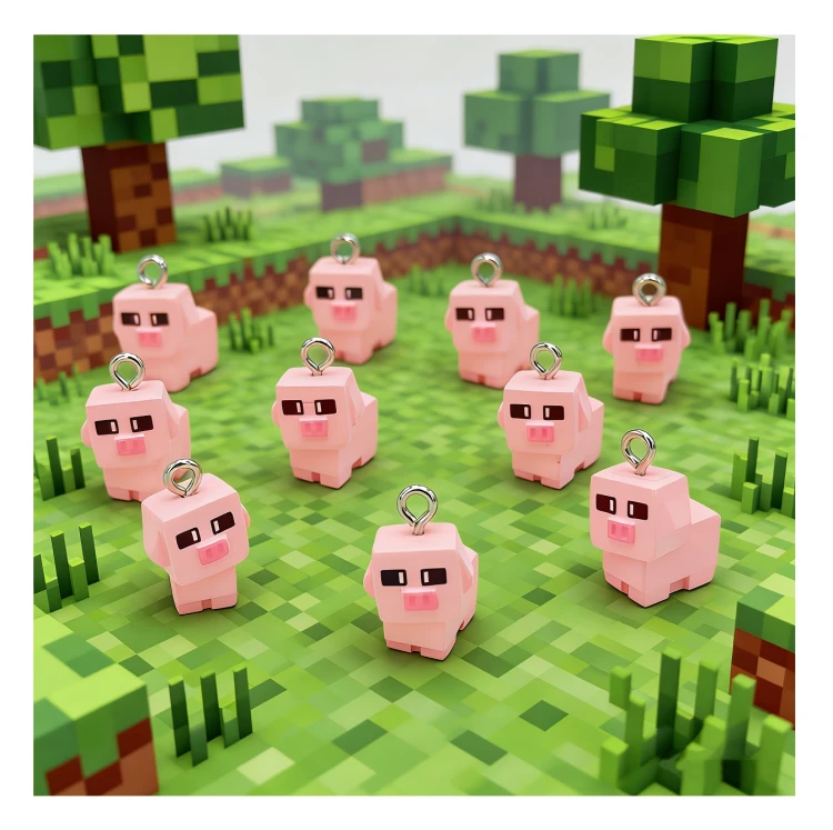 Zawieszka żywiczna Charms Pikselowe świnki Minecraft Kawaii2 sztuki