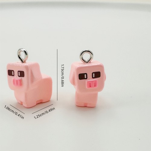 Zawieszka żywiczna Charms Pikselowe świnki Minecraft Kawaii2 sztuki
