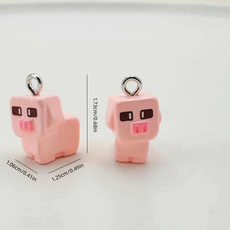 Zawieszka żywiczna Charms Pikselowe świnki Minecraft Kawaii2 sztuki
