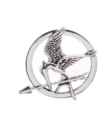 Przypinka emaliowana metalowa PIN Kosogłos Mockingjay Igrzyska Śmierci sreb