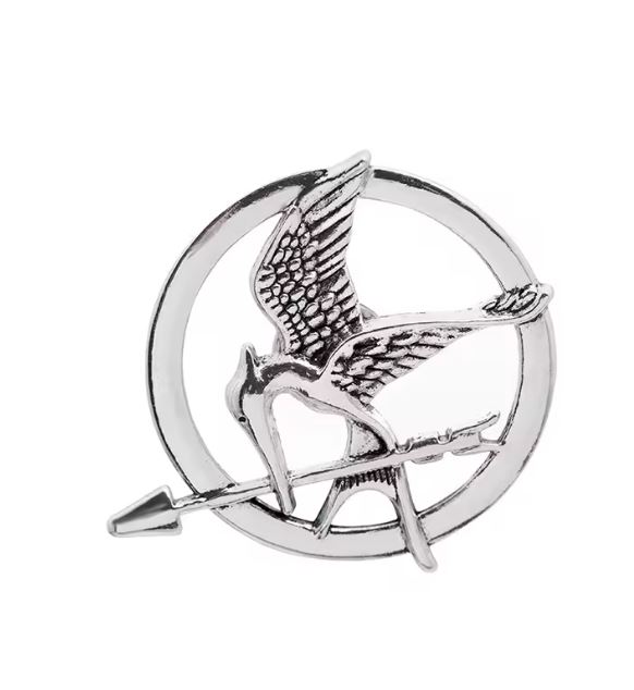 Przypinka emaliowana metalowa PIN Kosogłos Mockingjay Igrzyska Śmierci sreb