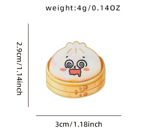 Przypinka emaliowana metalowa PIN Squishy Dumpling Pierożek Gniotek biały