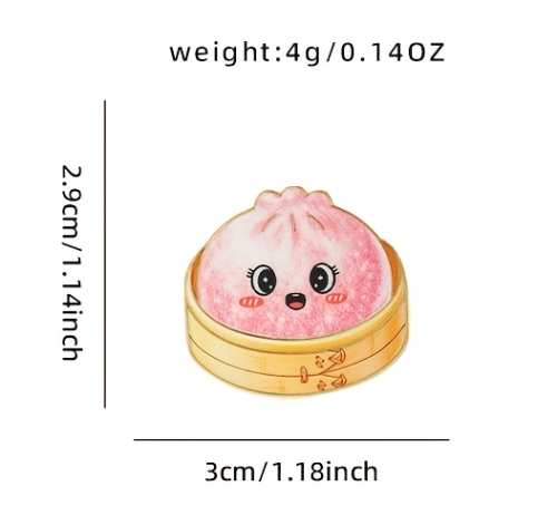 Przypinka emaliowana metalowa PIN Squishy Dumpling Pierożek Gniotek różowy