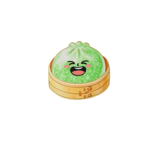 Przypinka emaliowana metalowa PIN Squishy Dumpling Pierożek Gniotek zielony