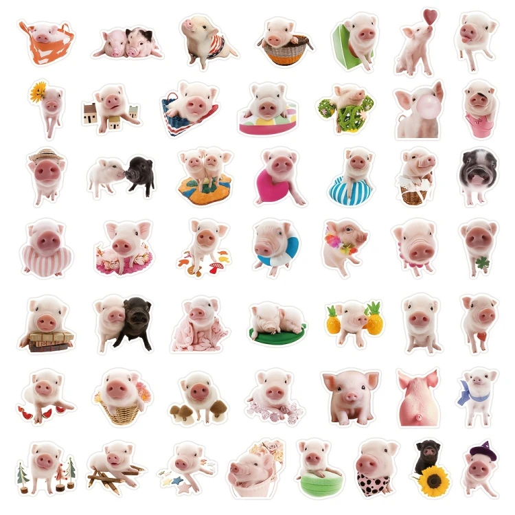 Naklejki winylowe Wlepy Zabawne świnki prosiaczki 50 sztuk STICKERBOMB