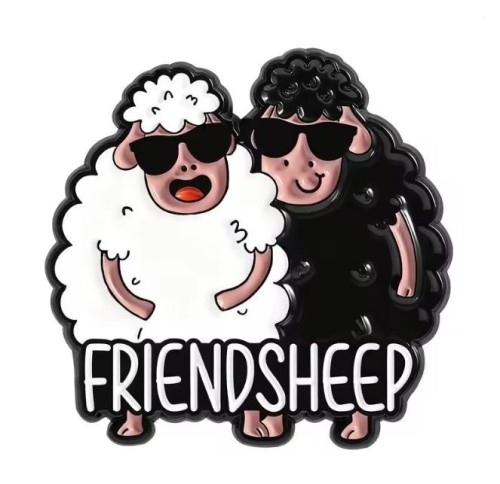 Przypinka emaliowana metalowa PIN Owcza Przyjaźń Owce „FRIENDSHEEP”