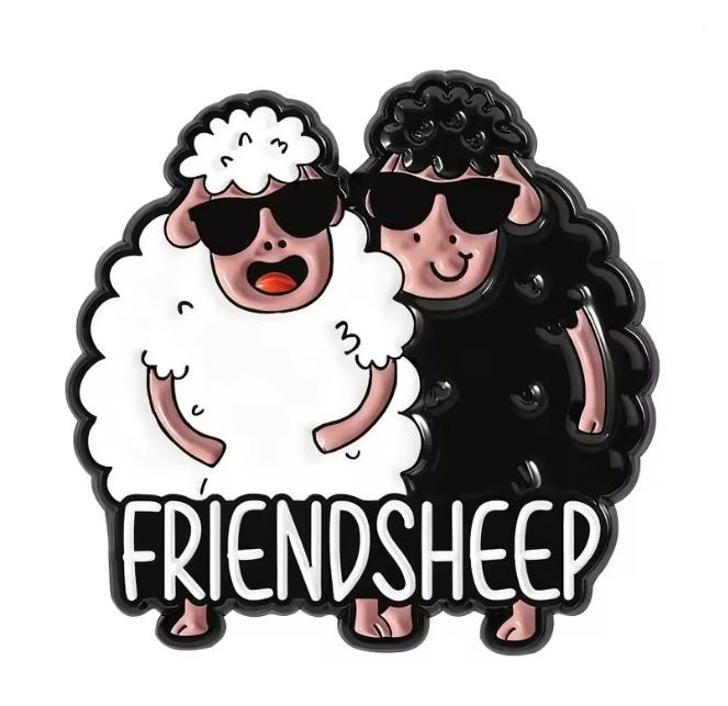 Przypinka emaliowana metalowa PIN Owcza Przyjaźń Owce „FRIENDSHEEP”