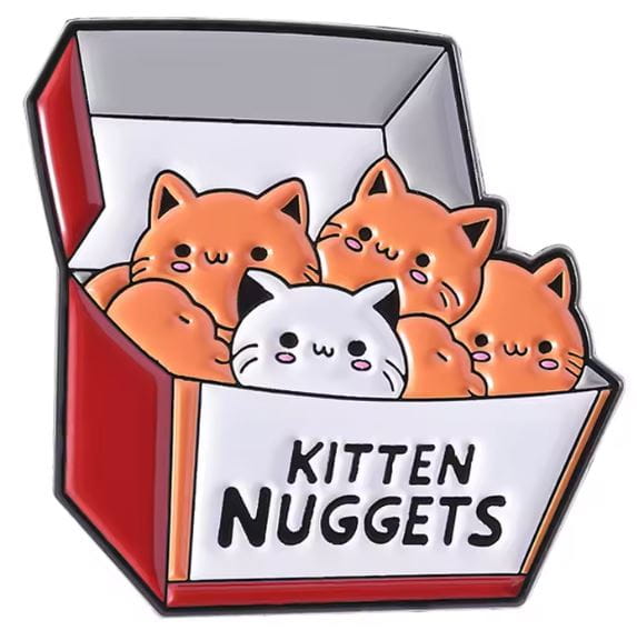 Przypinka emaliowana metalowa PIN kocie nuggetsy (duże pudełko)