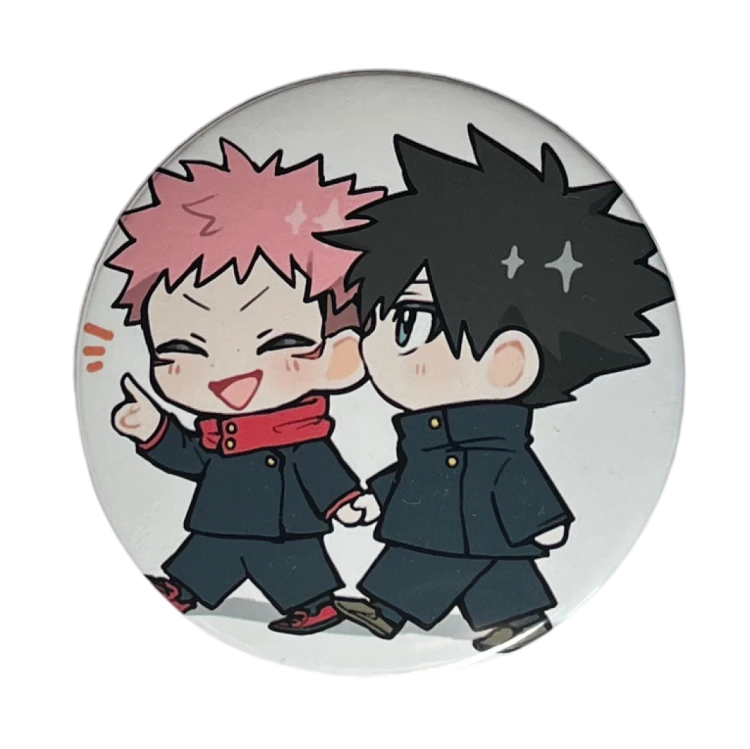 Przypinka button badzik badge Itadori i Fushiguro Chibi Jujutsu Kaisen 58mm