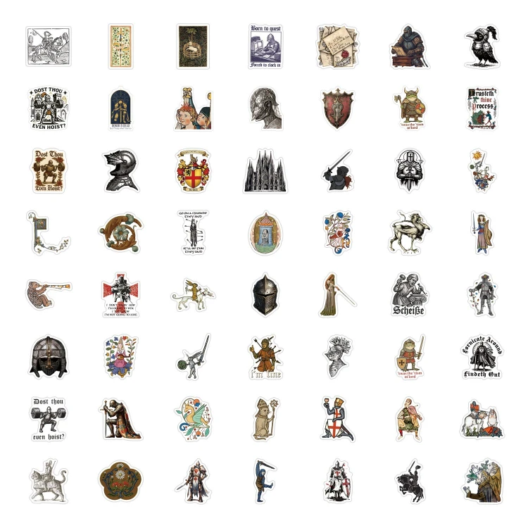 Naklejki winylowe Wlepy Średniowieczne Odklejki 60 sztuk STICKERBOMB